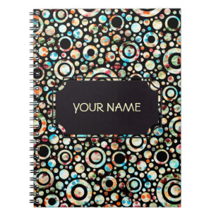 Colour Dots & Circle Pattern + your text & backgr. Notebook