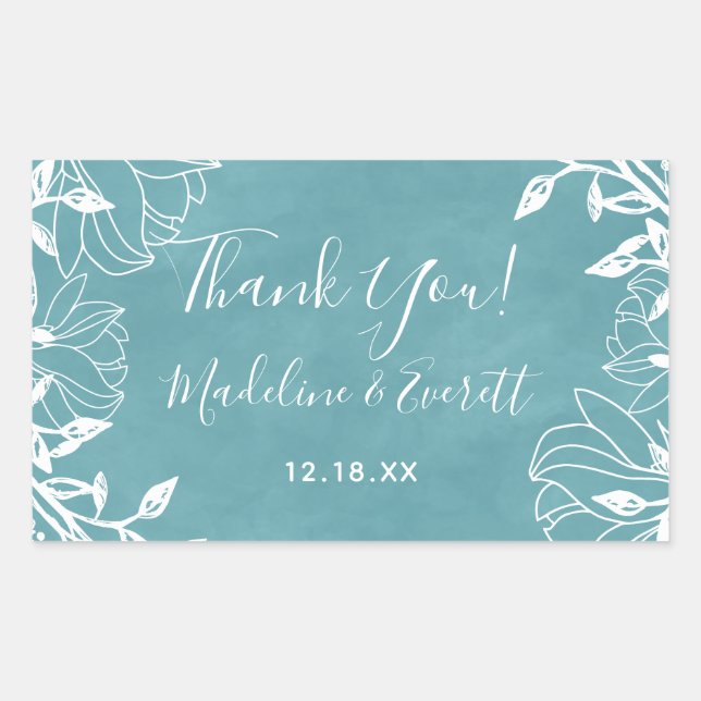 Colour Editable Background Floral Wedding Thank Yo Sticker (Front)