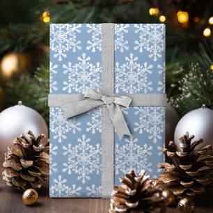 Colour Editable Blue and White Snowflakes Christma Wrapping Paper