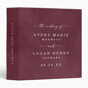 Colour Editable Burgundy Wine Wedding Photo Album Binder