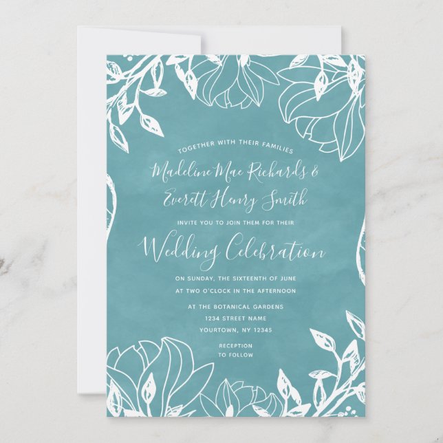 Colour Editable Floral Spring Wedding Invitation (Front)