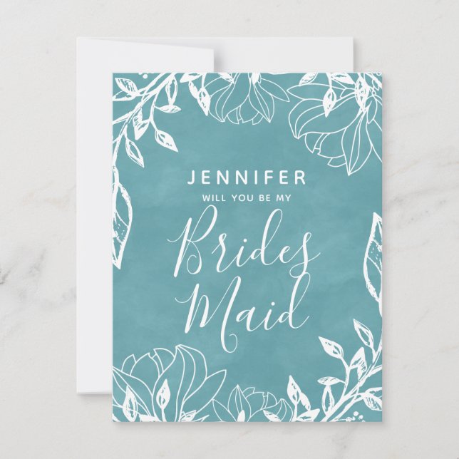 Colour Editable Floral Will You Be My Bridesmaid Invitation (Front)