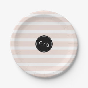 Colour editable minimalist modern wedding monogram paper plate