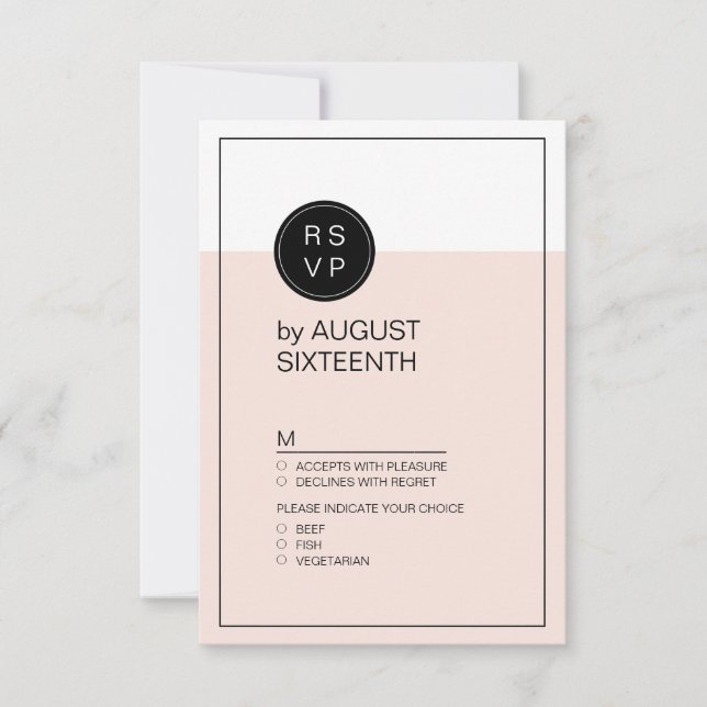 Colour editable minimalist modern wedding RSVP Card (Front)