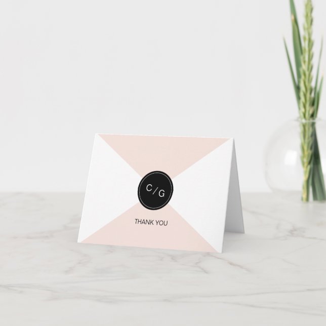 Colour editable minimalist modern wedding thank yo thank you card (Front)