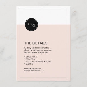Colour editable modern wedding details card