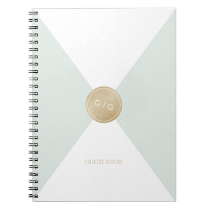 Colour editable monogram modern wedding guest book