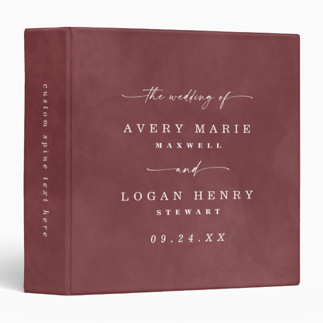 Colour Editable Terra Rosa Pink Wedding Photo Albu Binder (Front/Spine)