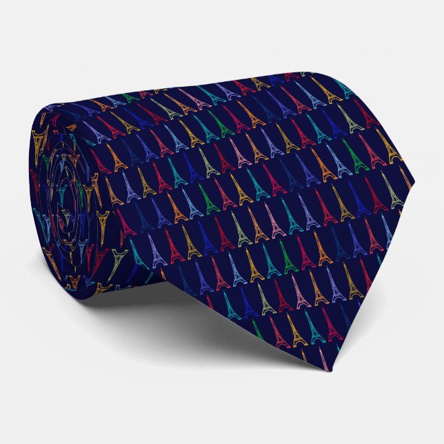 Colour Eiffel Tower pattern Tie (Rolled)