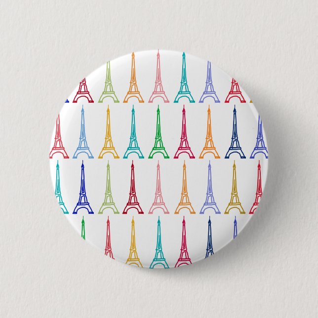colour eiffel towers pattern 2 inch round button (Front)