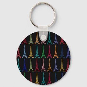 colour eiffel towers pattern keychain