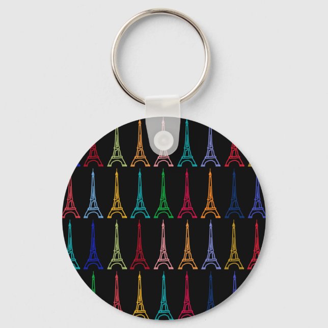 colour eiffel towers pattern keychain (Front)