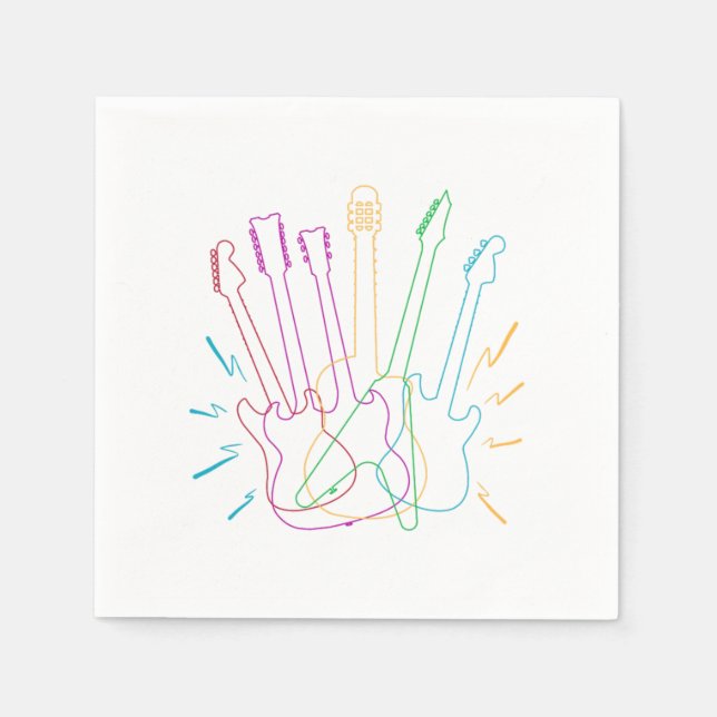 Colour Electric Guitar Lover Acoustic Guitarist Napkin (Front)