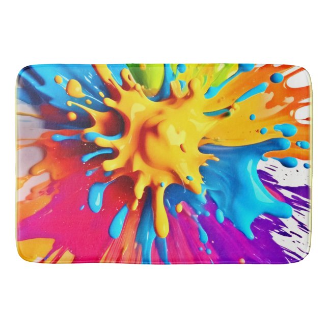Colour Explosion: Abstract Paint Splatter Bath Mat (Front)