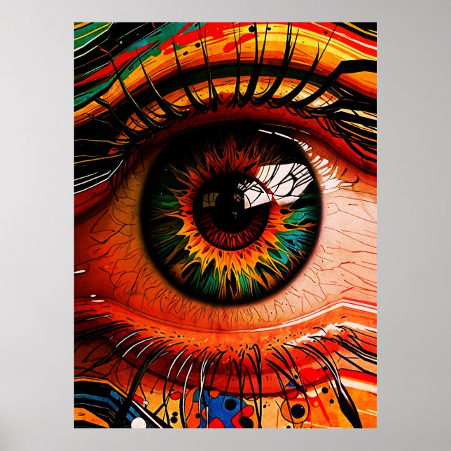 Colour Explosion Eye – Vibrant Abstract Realism Poster (Front)