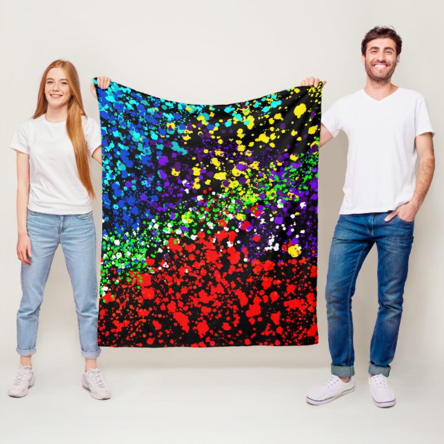 Colour Explosion Paint Dots Colourful Modern Cool Fleece Blanket (In Situ)