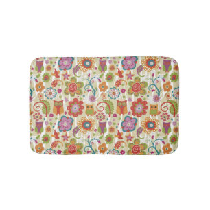 Colour Floral and Owl Bath Mat