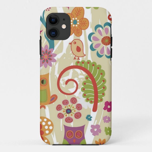 Colour Floral and Owl Case-Mate iPhone Case (Back)