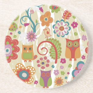 Colour Floral and Owl Coaster