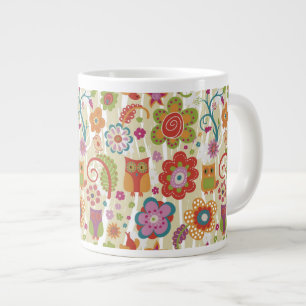 Colour Floral and Owl Large Coffee Mug