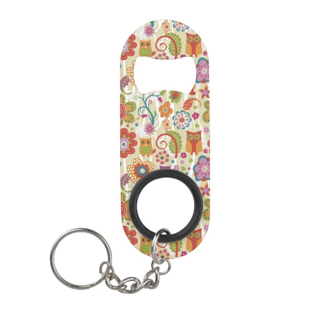 Colour Floral and Owl Mini Bottle Opener (Front)