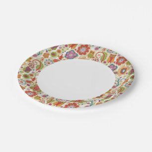 Colour Floral and Owl Paper Plate