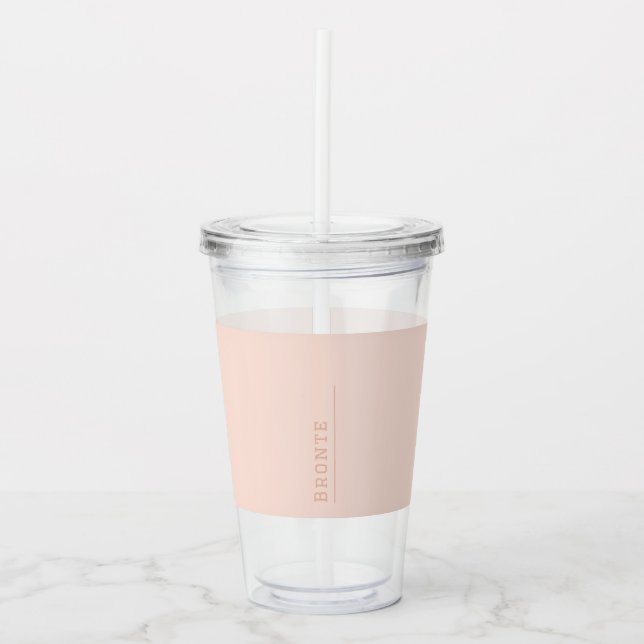 Colour Flow monogram Peachy Coral Acrylic Tumbler (Front)