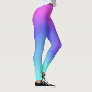 Colour Flow Pink Purple Blue Aqua Ladies Fashion Leggings