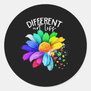 Colour Flower Different Not Less Autism Awareness Classic Round Sticker