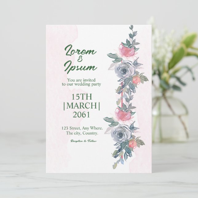 Colour Flower Simple Card wedding invitations card (Standing Front)