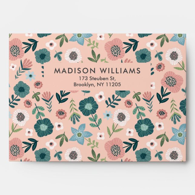 Colour Flowers Modern Minimalist Simple  Envelope (Front)