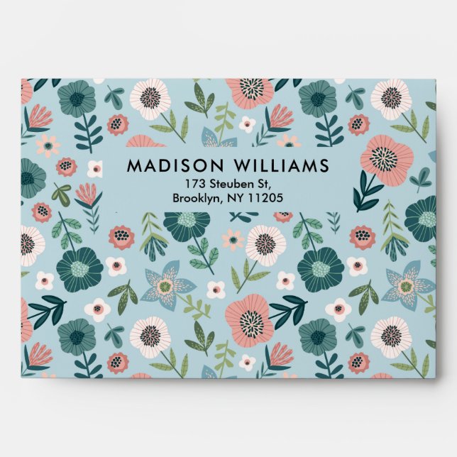 Colour Flowers Modern Minimalist Simple  Envelope (Front)