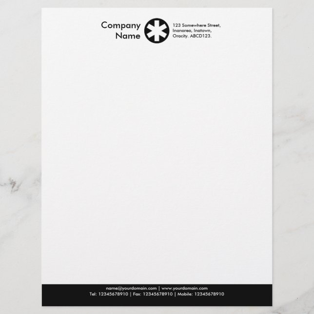 Colour Footer (Asterisk Logo) - Black Letterhead (Front)