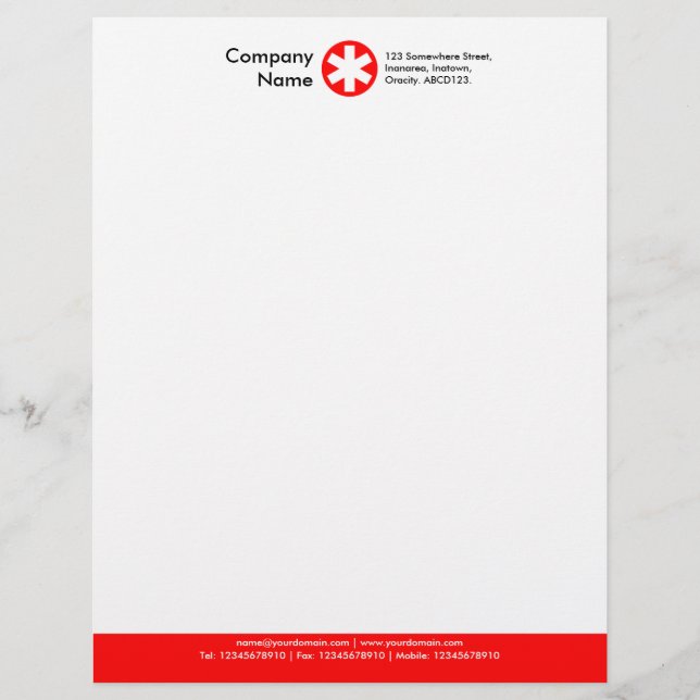 Colour Footer (Asterisk Logo) - Red Letterhead (Front)