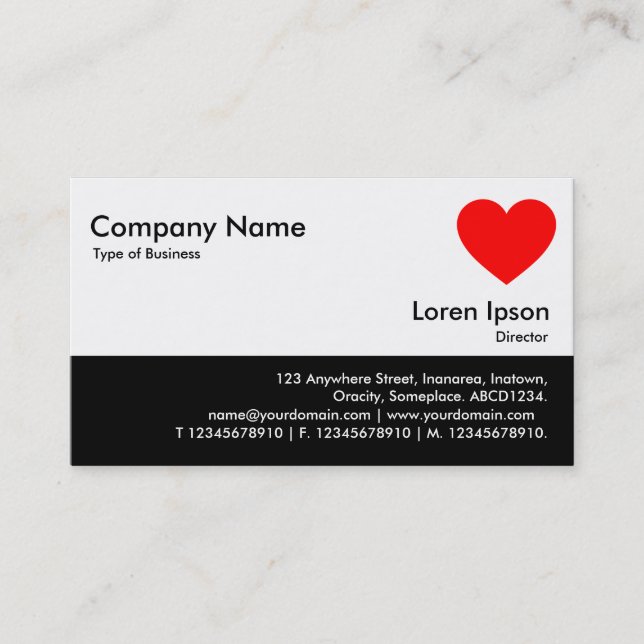 Colour Footer - Black - Heart Business Card (Front)