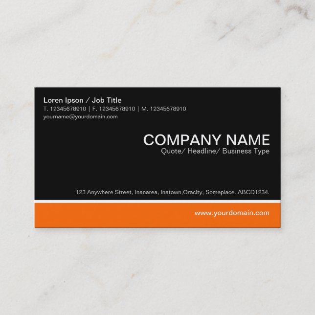 Colour Footer - Orange with Black Business Card (Front)