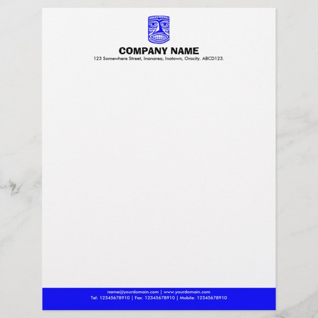 Colour Footer (Tiki) - Blue Letterhead (Front)