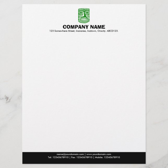 Colour Footer (Tiki) - Green and Black Letterhead (Front)
