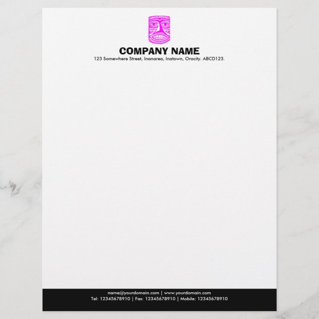 Colour Footer (Tiki) - Magenta and Black Letterhead (Front)