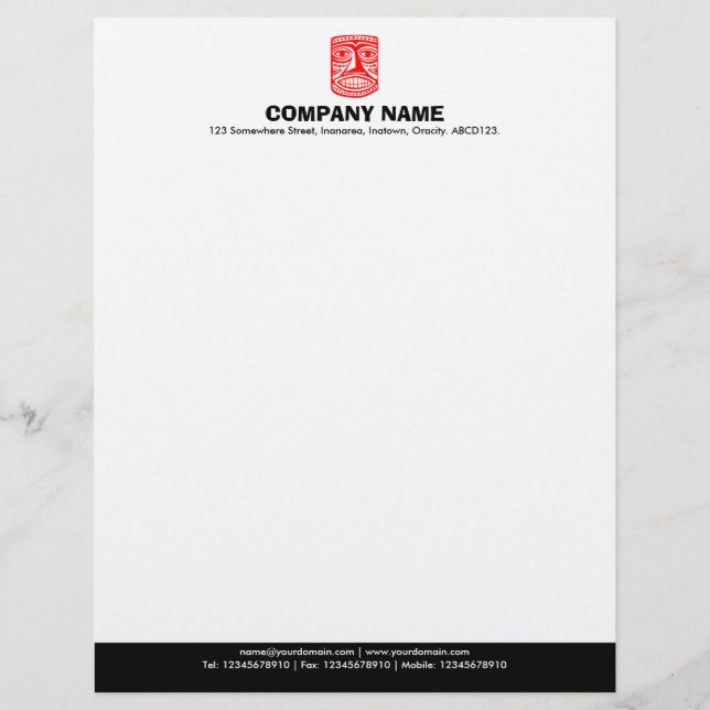 Colour Footer (Tiki) - Red and Black Letterhead (Front)