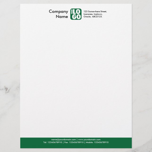Colour Footer (Your Logo) - Forest Green Letterhead (Front)