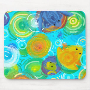 Colour frogs on colourful water mouse pad