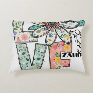 COLOUR FULL FLOWERS WITH LOVE AND WITH YOUR NAME ACCENT PILLOW