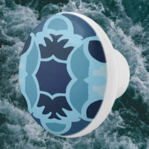 Colour Fun Blue Collage Ceramic Knob