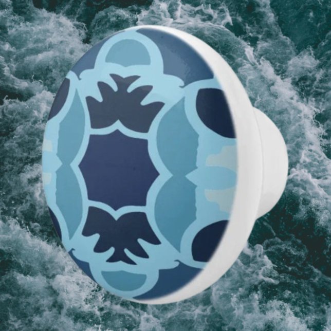Colour Fun Blue Collage Ceramic Knob (Creator Uploaded)