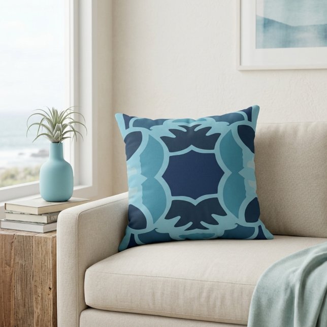 Colour Fun Collage Throw Pillow – Blue Tones (Creator Uploaded)