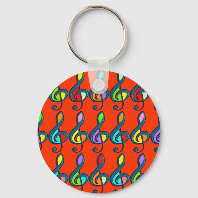 colour G clef musical notes Keychain (Front)