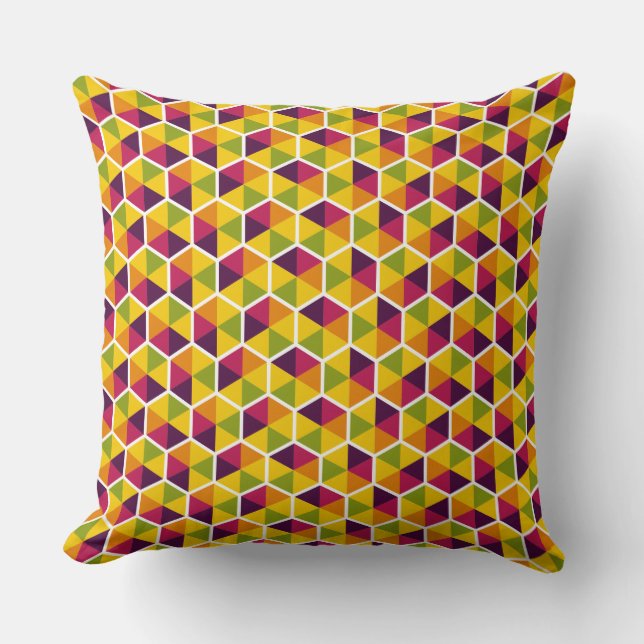 Colour Geometric Honeycomb Pattern 01 Throw Pillow (Front)