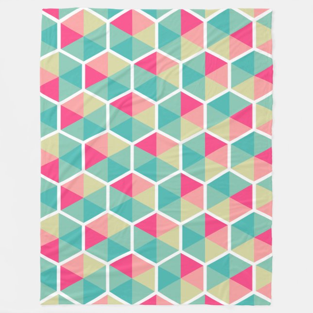 Colour Geometric Honeycomb Pattern 02 Fleece Blanket (Front)