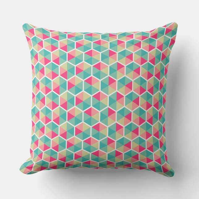 Colour Geometric Honeycomb Pattern 02 Throw Pillow (Front)